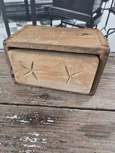 Antique Wood Square Butter Mold ~ Stars