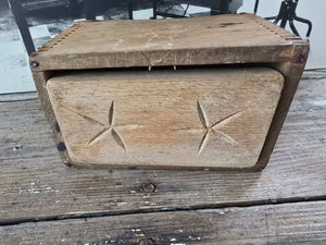 Antique Wood Square Butter Mold ~ Stars