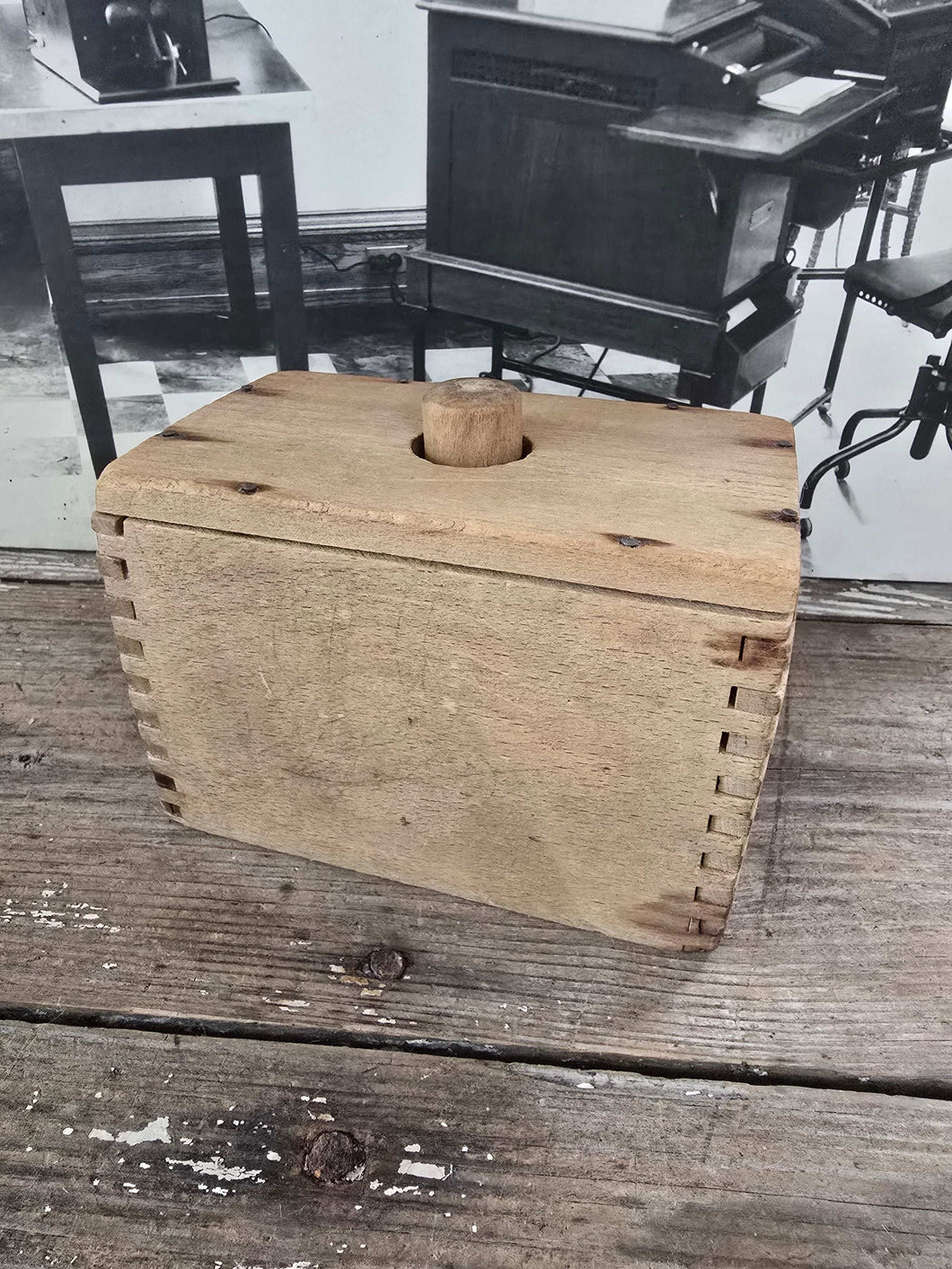 Antique Wood Square Butter Mold ~ Stars