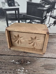 Antique Wood Square Butter Mold ~ Stars