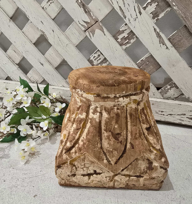 Antique Wood Pillar Capital Base