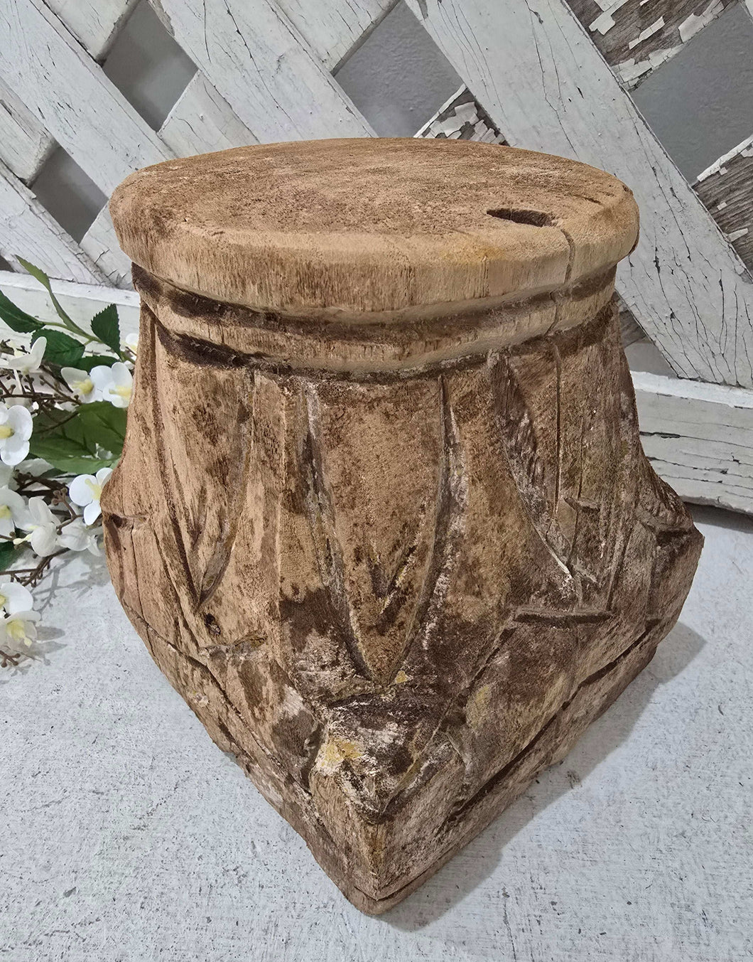 Antique Wood Pillar Capital Base