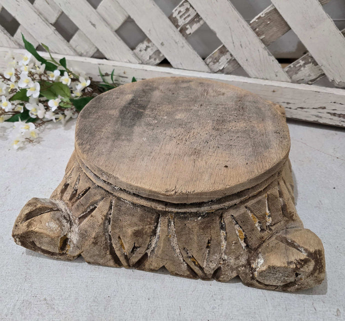 Antique Wood Capital Pillar Base ~ Small