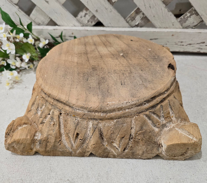 Antique Wood Capital Pillar Base ~ Small