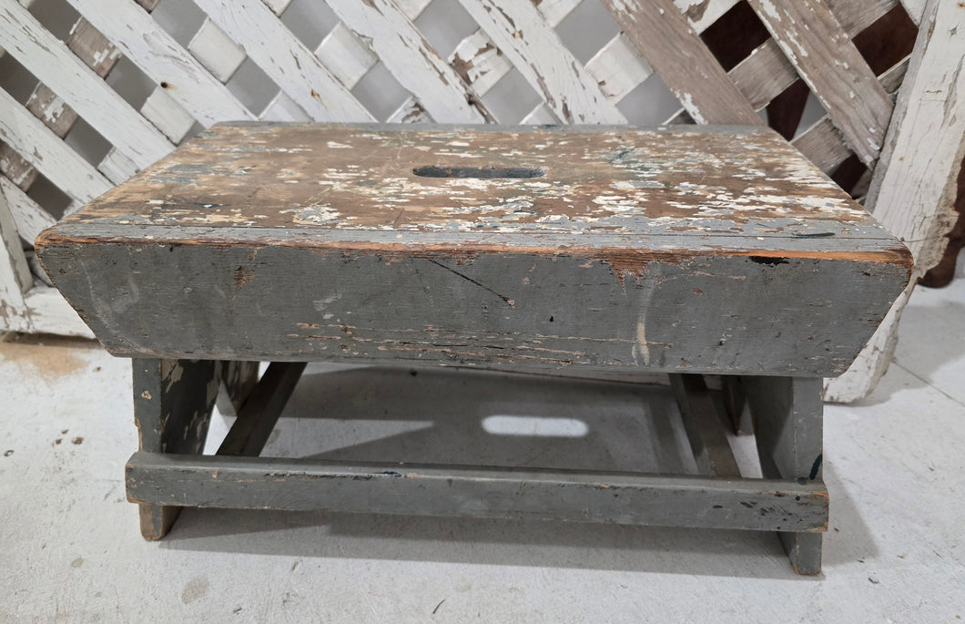 Antique Chippy Stool ~ Gray
