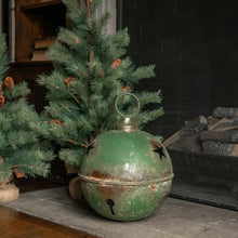 Load image into Gallery viewer, Jumbo Oversized Rustic Green Sleigh Jingle Bell ~ Extra Large 15.75&quot;