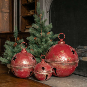Jumbo Oversized Rustic Red Sleigh Jingle Bell ~ Extra Large 20"