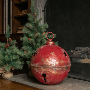 Jumbo Oversized Rustic Red Sleigh Jingle Bell ~ Extra Large 20"