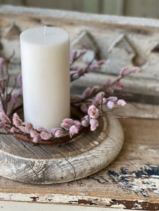 Blushing Pink Catkin Willow Bud Candle Ring