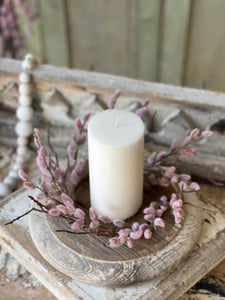 Blushing Pink Catkin Willow Bud Candle Ring