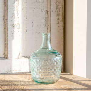 Small European Basketweave Clear Cellar Jar/Bottle