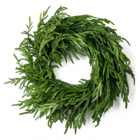 christmas frosted norfolk pine wreath - 0