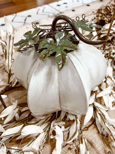 Fall Moonbeam White Metal Pumpkin ~Small | Vintage Character