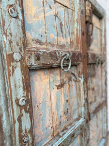 Antique Pair of Blue Pordandar Wooden Doors ~Ships Free | Vintage Character