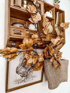 Old Maple Leaves 48" Stem/Spray/Branch Fall Bundle of 7 Aged Dried Leaves | Vintage Character