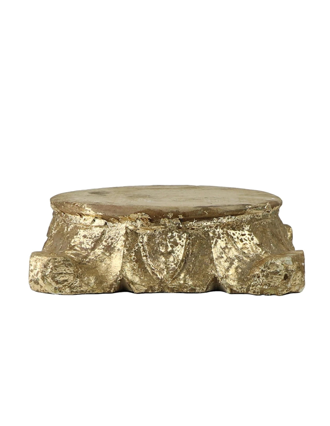 Antique Gold Leaf Wood Capital Pillar Base ~ Large