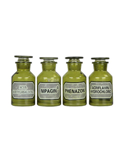 Apothecary Green Bottles Set of 4 | Vintage Character