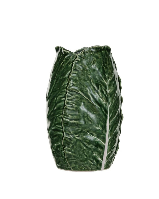 Hand Painted Stoneware Cabbage Shaped Vase | Vintage Character