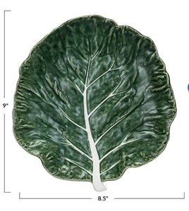 Hand Painted Stoneware Cabbage Shaped Plate | Vintage Character