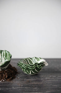 Hand Painted Stoneware Cabbage Shaped Planter | Vintage Character