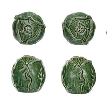 Load image into Gallery viewer, Hand Painted Stoneware Cabbage Shaped Salt &amp; Pepper Shakers | Vintage Character