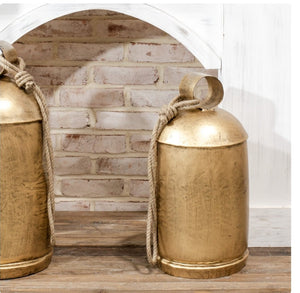 Jumbo Antique Gold Cow Bell 19" | Vintage Character