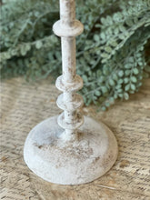Load image into Gallery viewer, Chinkapin Taper Candle Holder Set of 3 White &amp; Gold Distressed