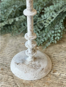 Chinkapin Taper Candle Holder Set of 3 White & Gold Distressed