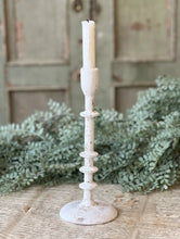 Load image into Gallery viewer, Chinkapin Taper Candle Holder Set of 3 White &amp; Gold Distressed