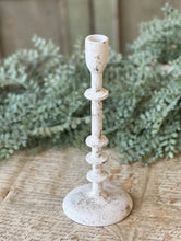 Load image into Gallery viewer, Chinkapin Taper Candle Holder Set of 3 White &amp; Gold Distressed