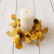 Load image into Gallery viewer, Fall Yellow Mustard Eucalyptus Candle Ring
