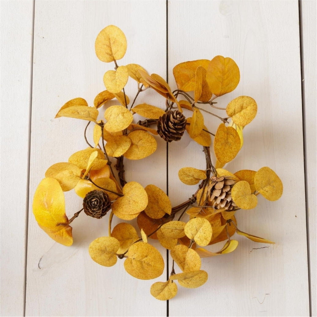 Fall Yellow Mustard Eucalyptus Candle Ring