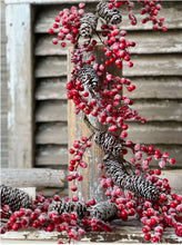Load image into Gallery viewer, Christmas Snowcloaked Red Berries Garland 5Ft | Vintage Character