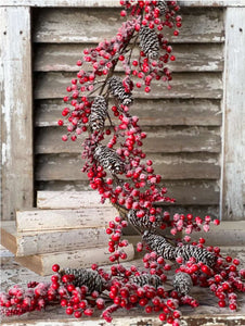Christmas Snowcloaked Red Berries Garland 5Ft | Vintage Character