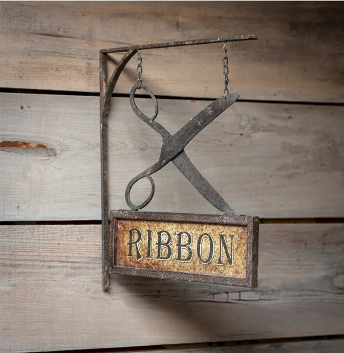 Hanging Metal Ribbon Shop Sign