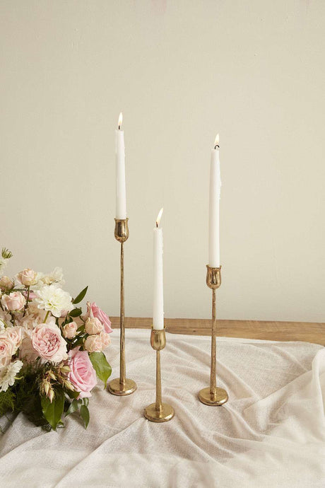 Auric Gold Gilded Candlestick Set of 3