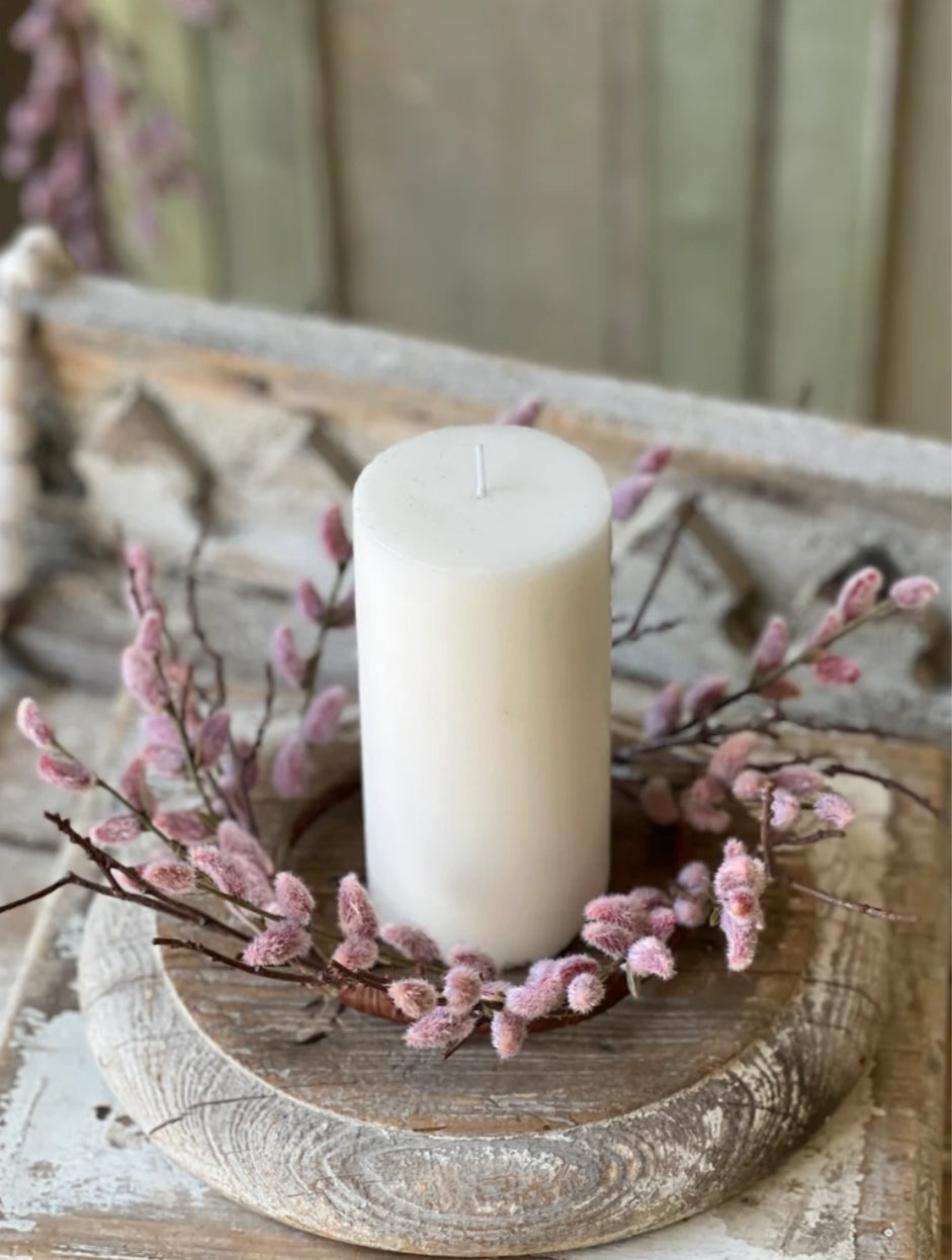 Blushing Pink Catkin Willow Bud Candle Ring