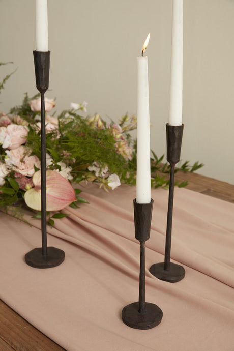 Davina Black Metal Candlestick Set of 3