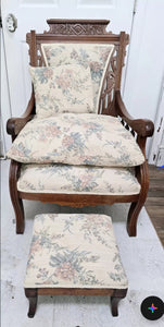 Antique Eastlake Chair Set with Stool