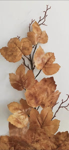 Old Maple Leaves 48" Stem/Spray/Branch Bundle of 12 Fall Aged Dried Leaves