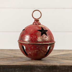 Jumbo Oversized Rustic Red Sleigh Jingle Bell ~ Extra Large 11.25"