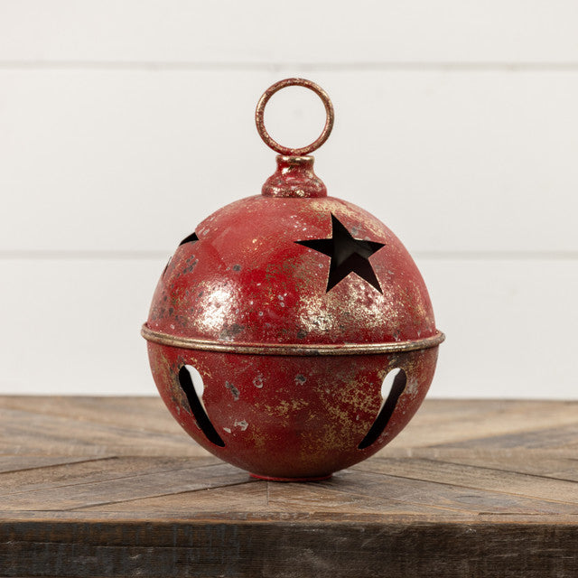 Jumbo Oversized Rustic Red Sleigh Jingle Bell ~ Extra Large 11.25