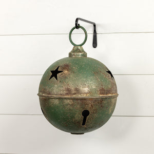 Jumbo Oversized Rustic Green Sleigh Jingle Bell ~ Extra Large 15.75"