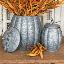 Load image into Gallery viewer, Fall Metal Pumpkin Canister Set | Vintage Character