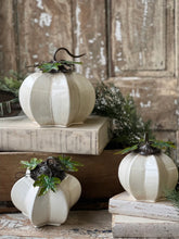 Load image into Gallery viewer, Fall Moonbeam White Metal Pumpkin ~Large