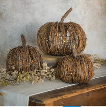 Load image into Gallery viewer, Fall Rattan Lighted Pumpkin~Small