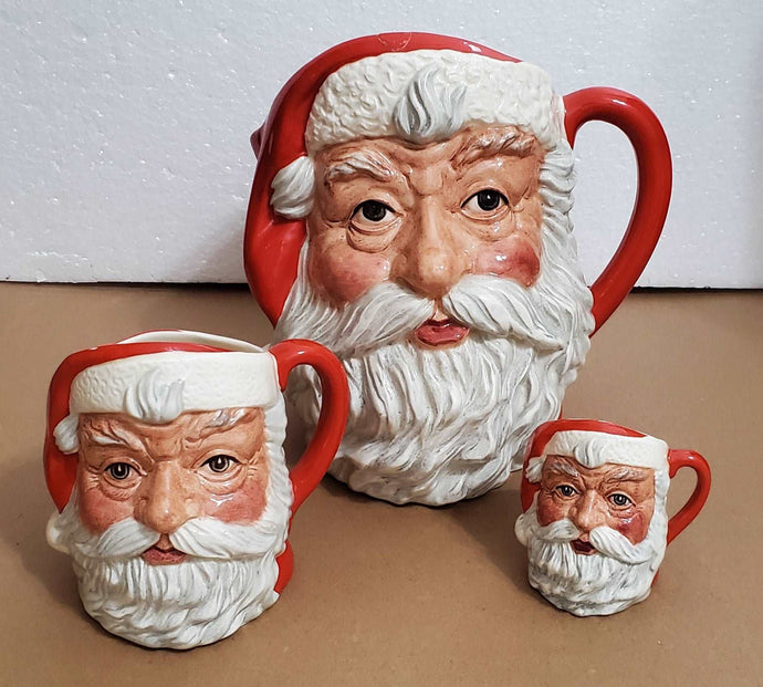 Vintage Christmas Santa Pitcher Mugs Set of 3 | Vintage Character