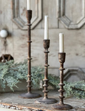 Load image into Gallery viewer, Sahara Taper Candle Holder Set of 3 Distressed Finish
