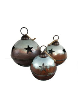 Set of 3 Jumbo Extra Large Christmas Sleigh Bells ~ Galvanized Rustic
