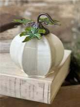 Load image into Gallery viewer, Fall Moonbeam White Metal Pumpkin ~Small | Vintage Character